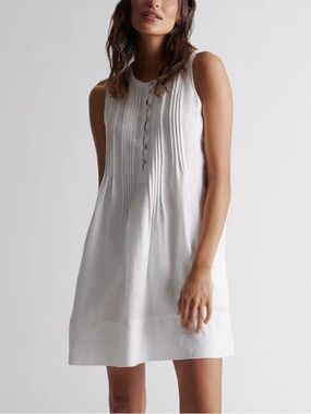 NWOT Quince 100% European Linen Sleeveless Swing Dress White Sz L